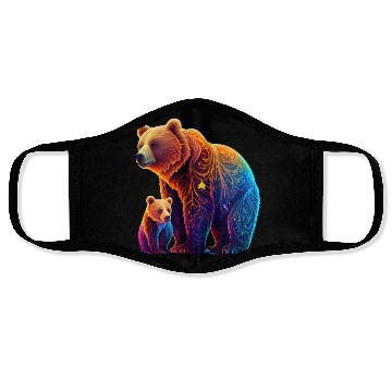 Discover Mother Bear and Cub Sublimation Graphic Wild 3 Face Masks