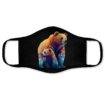 Discover Mother Bear and Cub Sublimation Graphic Wild 2 Face Masks