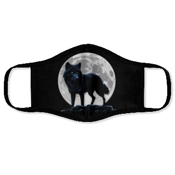 Discover Wolf howling at the moon graphic Face Masks
