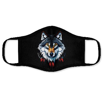 Discover Wolf howling at the moon graphic Face Masks