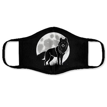 Discover Wolf howling at the moon graphic Face Masks