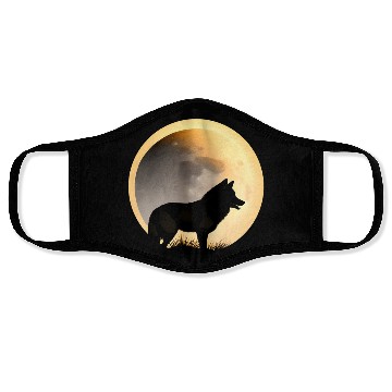 Discover Wolf howling at the moon graphic Face Masks