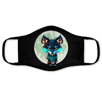 Discover Cute Wolf Moon Graphic Face Masks