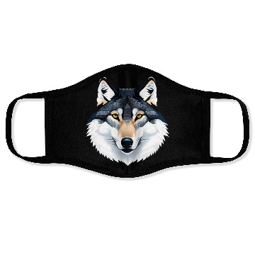 Discover Wolf howling at the moon graphic Face Masks