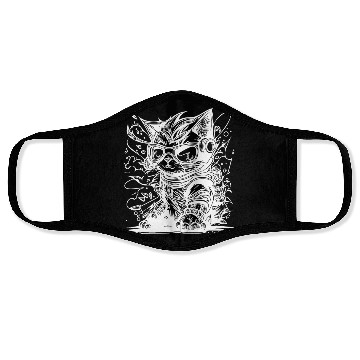 Discover Little Cool Space Cat Splash Tattoo Style Face Masks