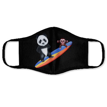Discover Surfing panda and monkey Face Masks