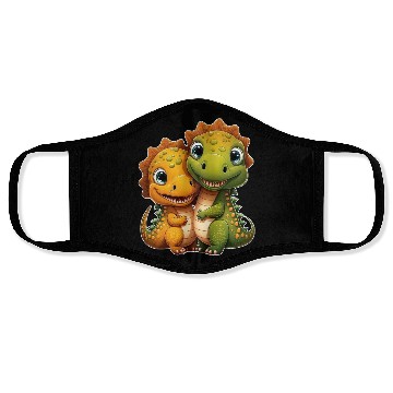 Discover Cute dino dinosaur siblings brothers kids love Face Masks