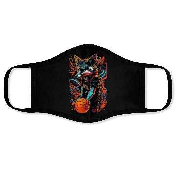 Discover Basketball fox player neon fox sport ball sport Face Masks