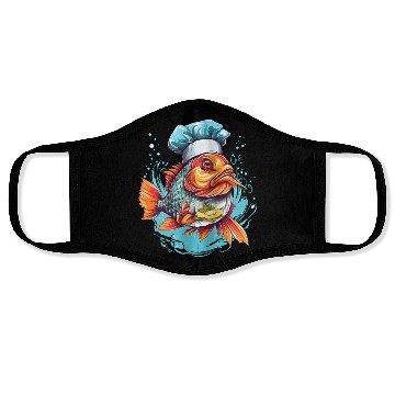 Discover Awesome Culinary Fish Chef Cooking Kitchen Humor Face Masks