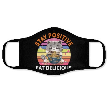Discover Stay positive Eat delicious Japanese Style Face Masks