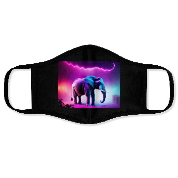 Discover Trance Neon Elephant Graphic Face Masks