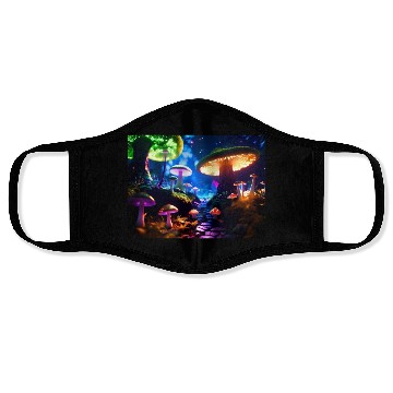 Discover Fantasy Shroom Forest Trippy Vibes Graphic Face Masks