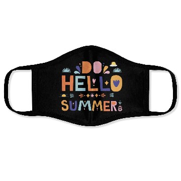 Discover Hello Summer Art | Fun Colorful Summer Quote Face Masks