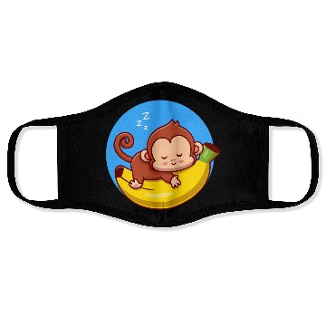 Discover Cute Monkey Sleeping On Banana Cartoon Face Masks
