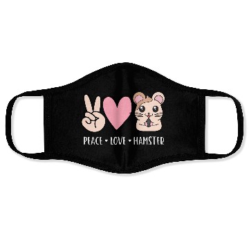 Discover Peace Love Hamster Funny Cute Hamster Lover Gift Face Masks