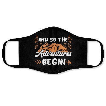 Discover And so the Adventure begins Wanderlust Hiking Face Masks