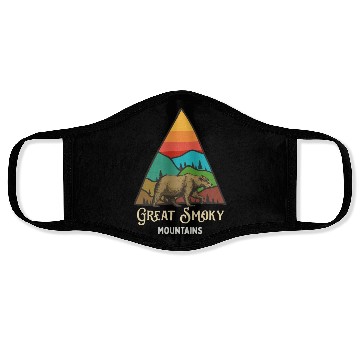 Discover Great Smoky Mountains Vintage Landscape Face Masks