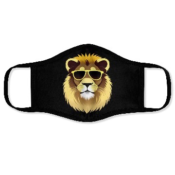 Discover Yellow Lion Wearing Sunglasses Face Masks