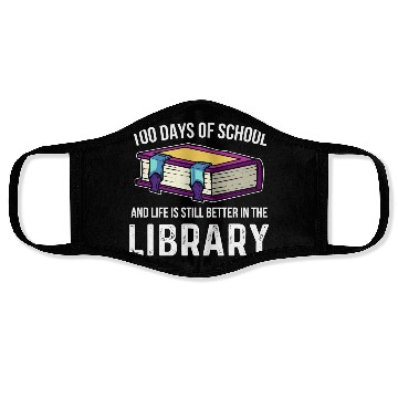 Discover 100 Days Of School Library Student Teacher Face Masks