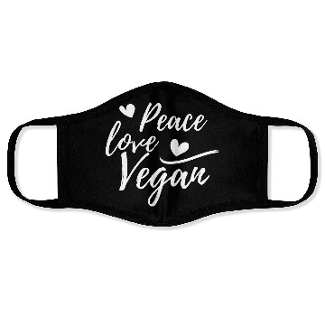 Discover Peace, Love, Vegan with hearts Face Masks