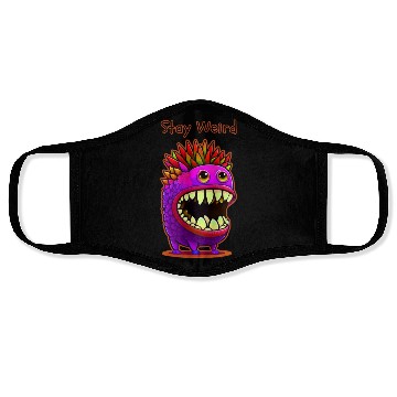 Discover Stay Weird Monster Doodle Violet Face Masks