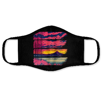 Discover Red Sunset Mountain Face Masks