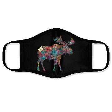 Discover Floral Moose Elk Deer Wild Animal Watercolor 3 Face Masks