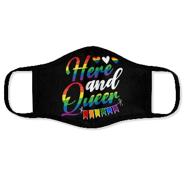 Discover Here And Queer LGBTQ Community Rainbow Pride Month Face Masks
