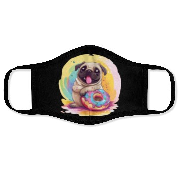 Discover Happy Pug with a Donut Face Masks