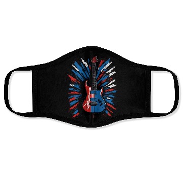 Discover Electric guitar in Union Jack flag colors Face Masks
