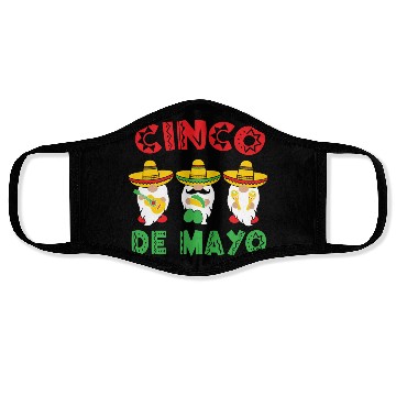 Discover Cinco De Mayo Gnome Sombrero Taco Maraca Guitar Face Masks