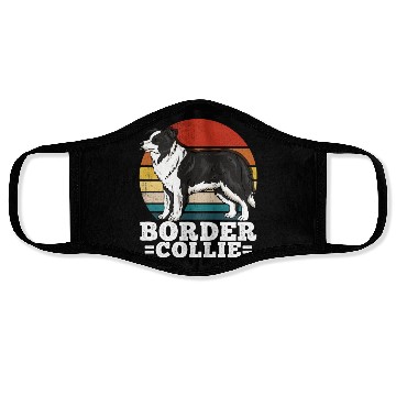 Discover Border Collie Dog Lover Retro Face Masks