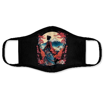 Discover Mount Fuji Fujisan Fujiyama Floral Geisha Face Masks