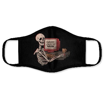 Discover Game Over Skull Funny Geek Skeleton Gift Face Masks