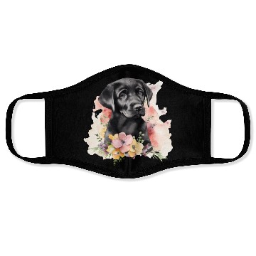 Discover Black Lab Dog Watercolor Floral Face Masks
