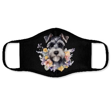 Discover Schnauzer Dog Watercolor Floral Face Masks