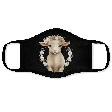 Discover Cute Lamb Flower Crown Sheep Baby Floral Farm Anim Face Masks