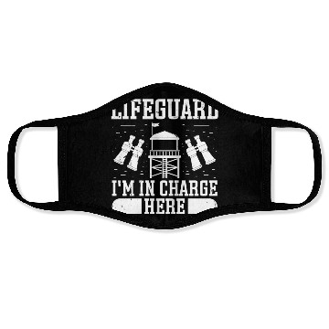 Discover Lifeguard in charge here swimming pool guard Face Masks