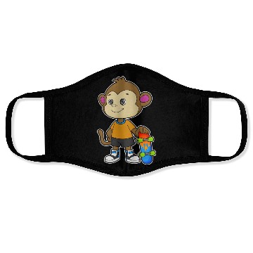 Discover Monkey As Skater With Skateboard Face Masks