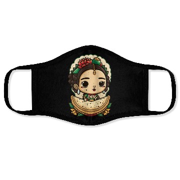 Discover Frida Kahlo & Tacos Cinco De Mayo Mexican Fiesta Face Masks
