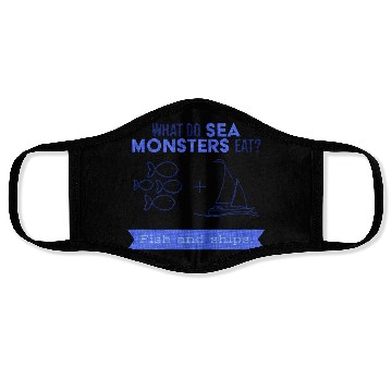 Discover What do sea monsters eat? Fish and ships. Face Masks
