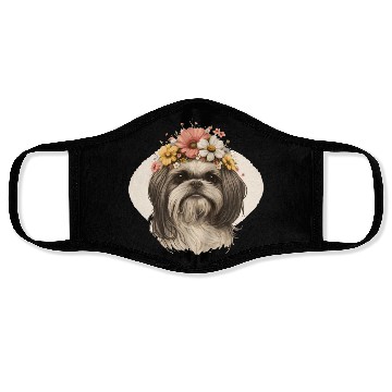 Discover Cute Shih Tzu Flower Crown Pet Dog Breed Floral Pu Face Masks