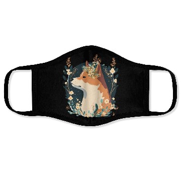 Discover Cute Shiba Inu Flower Crown Pet Dog Breed Puppy Wa Face Masks