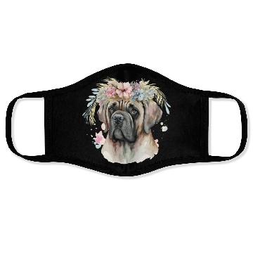 Discover Cute English Mastiff Flower Crown Pet Dog Breed Fl Face Masks
