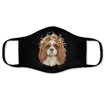 Discover Cavalier King Charles Spaniel Flower Crown Dog Flo Face Masks