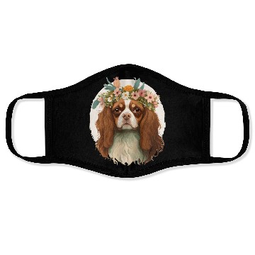 Discover Cavalier King Charles Spaniel Flower Crown Pet Dog Face Masks