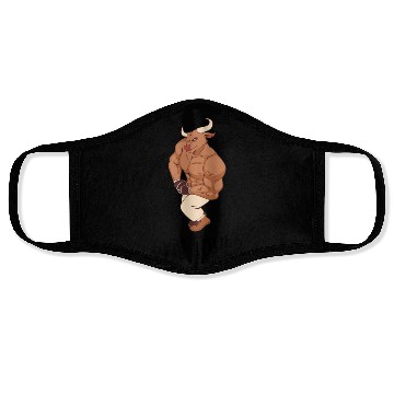 Discover Brown Illustrated Bull Gym Lover Face Masks