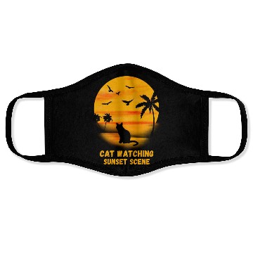 Discover Cat watching sunset scene - Cat Lover Face Masks