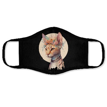 Discover Cute Ocicat Cat Flower Crown Cats Pet Kitten Face Masks