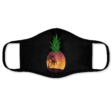 Discover Pineapple Beach Sunset - Tropical Summer Face Masks